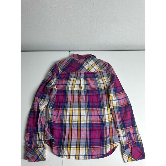 SO Long Sleeve Plaid Button Up Shirt Cotton Multicolor Juniors Size L - Picture 8 of 9